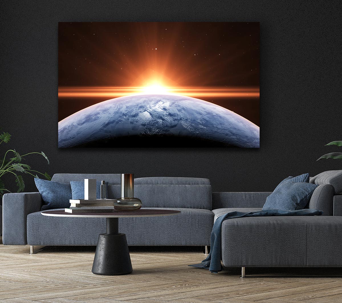 Sun peering over the earth Canvas Wall Art