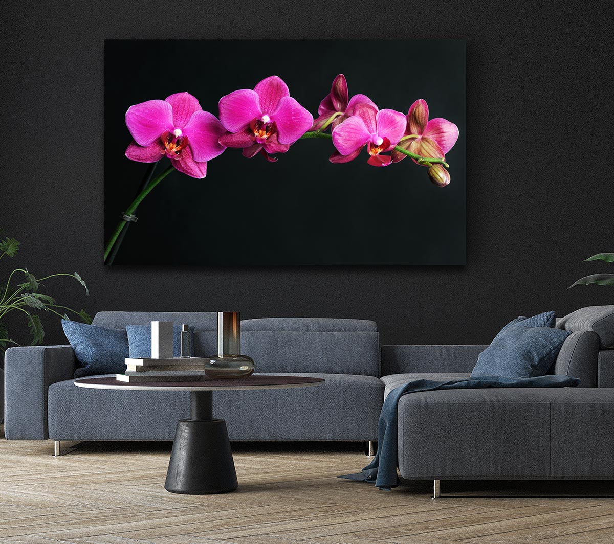 Pink Orchids Curve Canvas Wall Art
