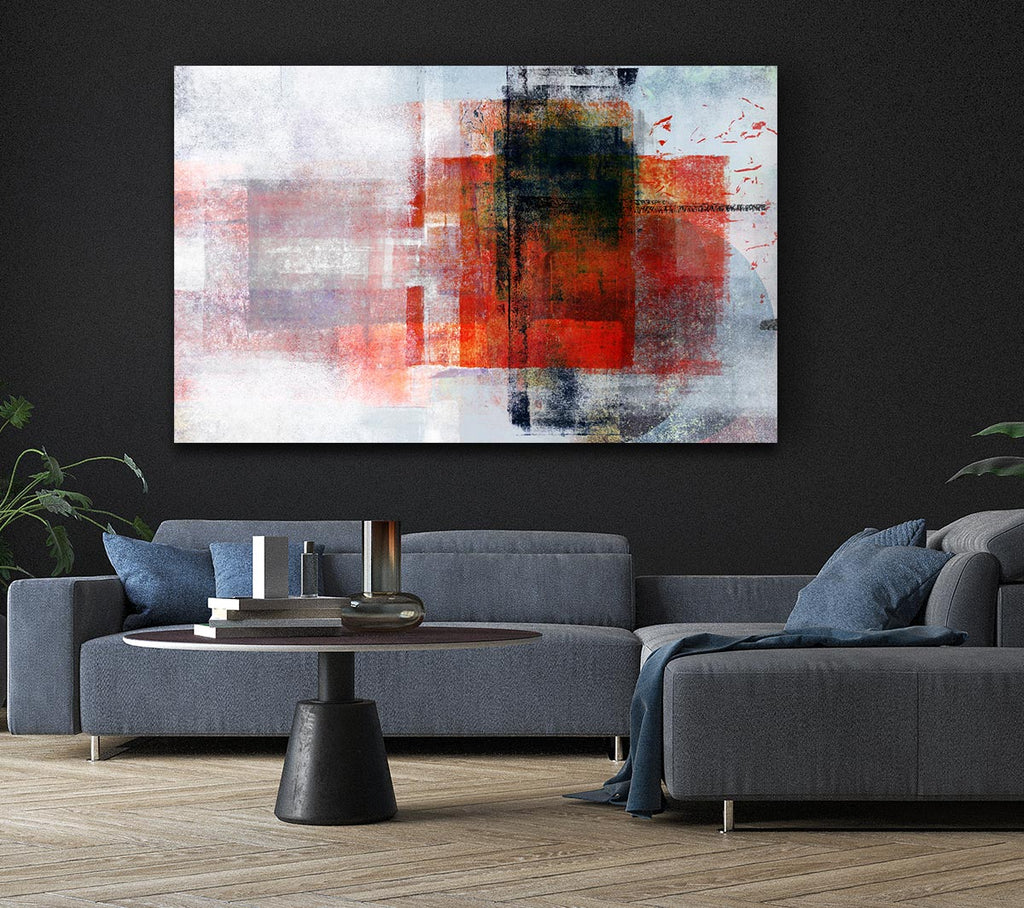 Abstract red square paint roller Canvas Art