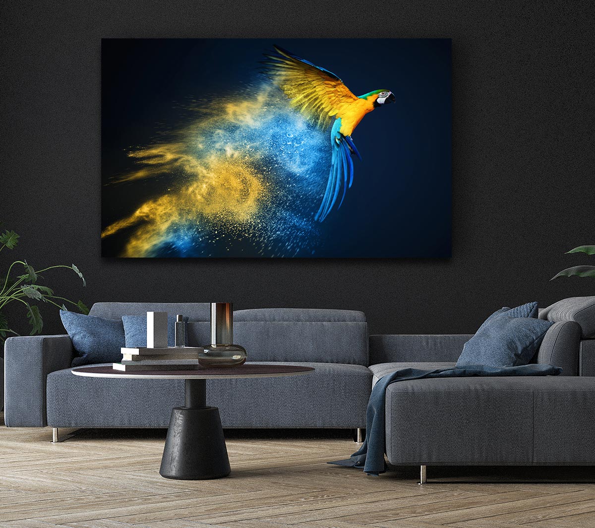 powder parrot take off Canvas Wall Art