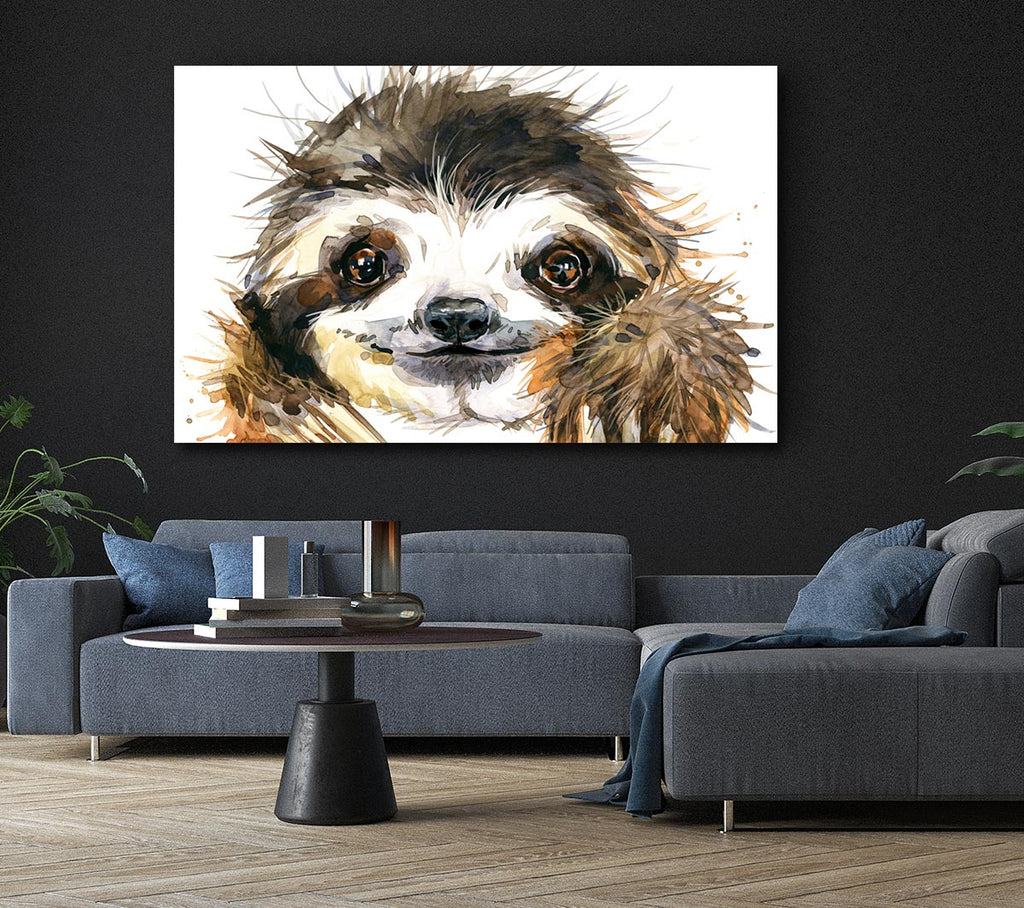 Water Colour Sloth Canvas Wall Art