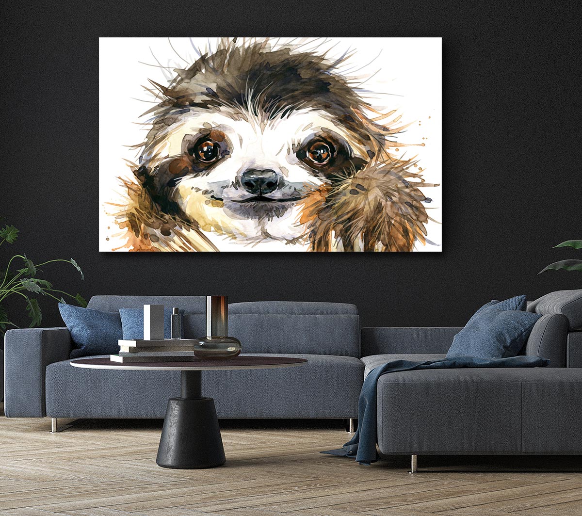 Water Colour Sloth Canvas Wall Art
