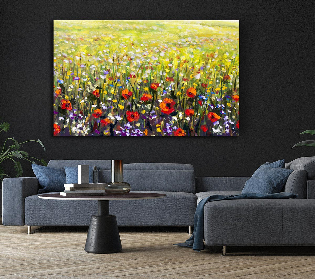 Poppy Field In The Summer Canvas Wall Art