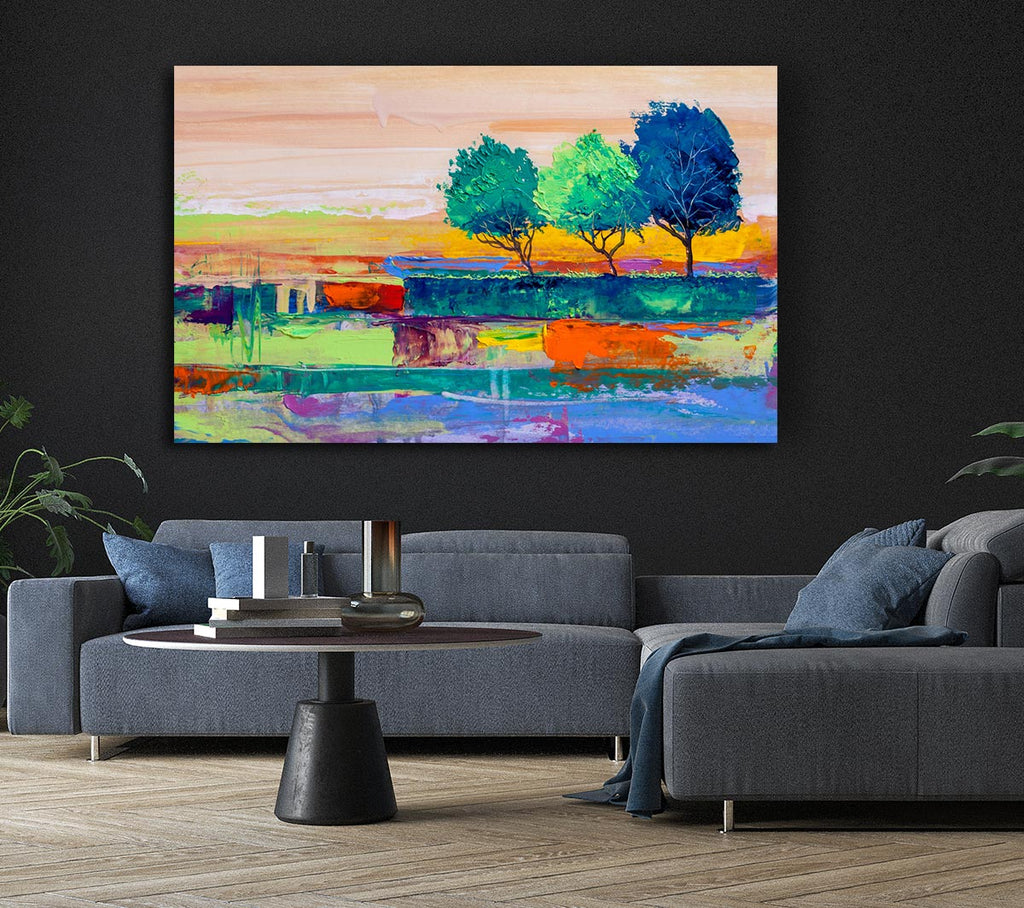 Three Trees In The Wind Canvas Wall Art