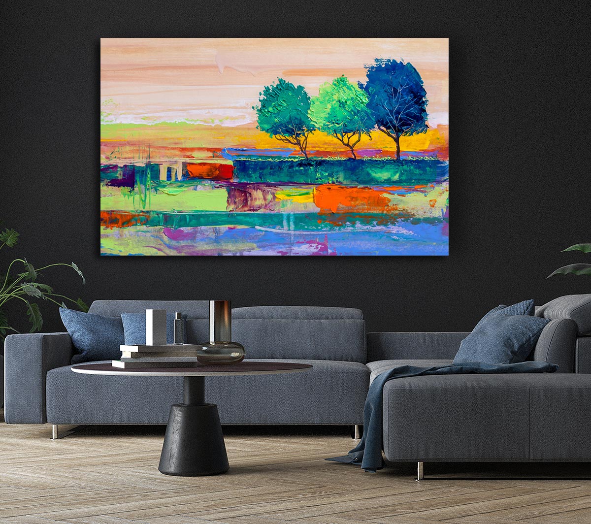 Three Trees In The Wind Canvas Wall Art
