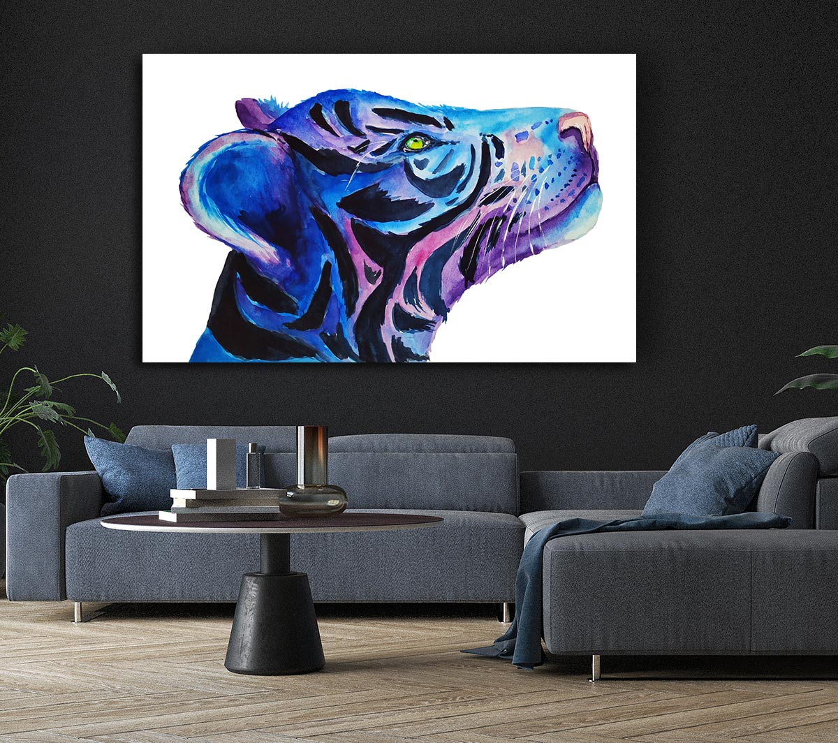 Stunning Tiger Cub Blues Canvas Wall Art