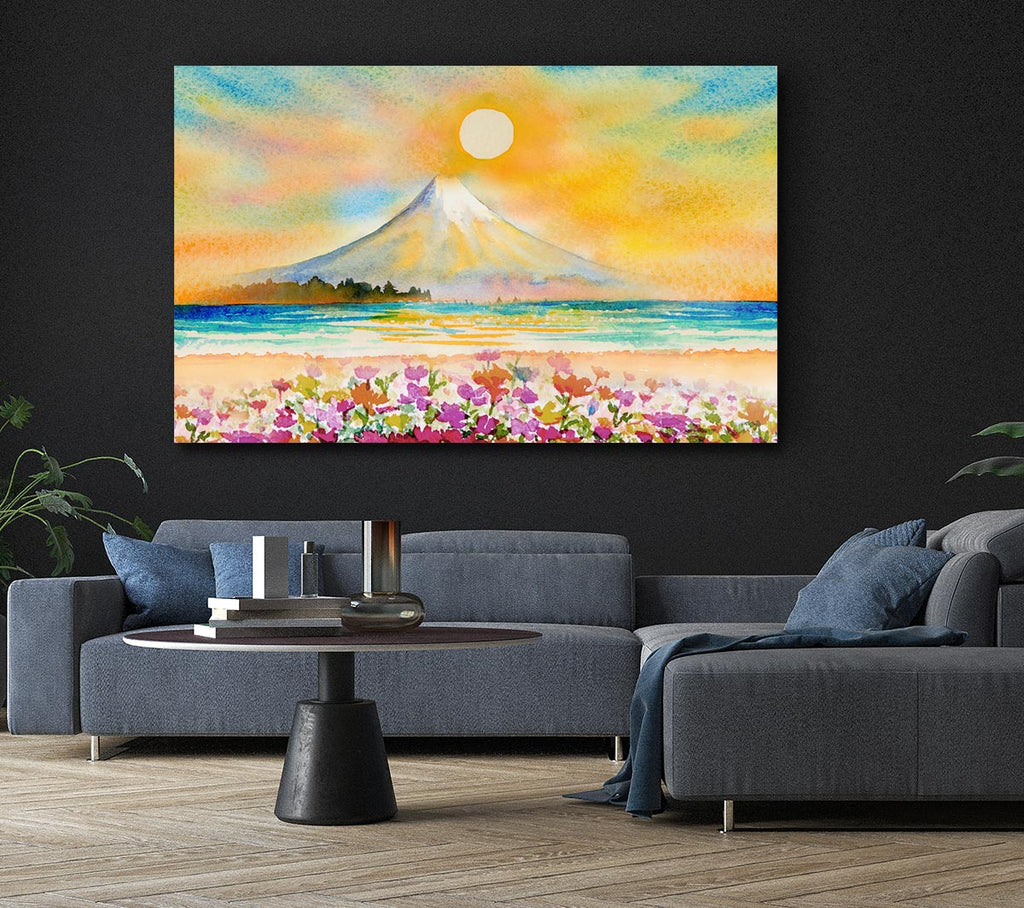 Sun Over The Volcano Canvas Wall Art