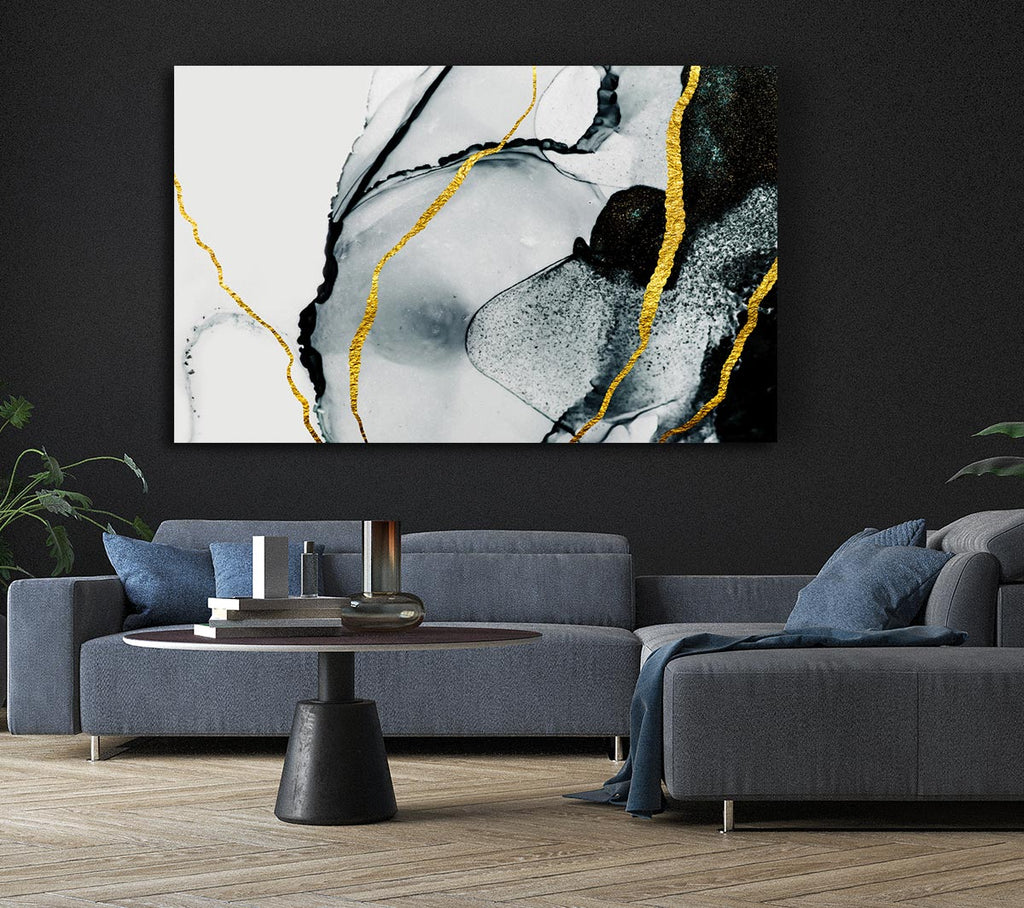 The Black Stone Glitter Canvas Wall Art