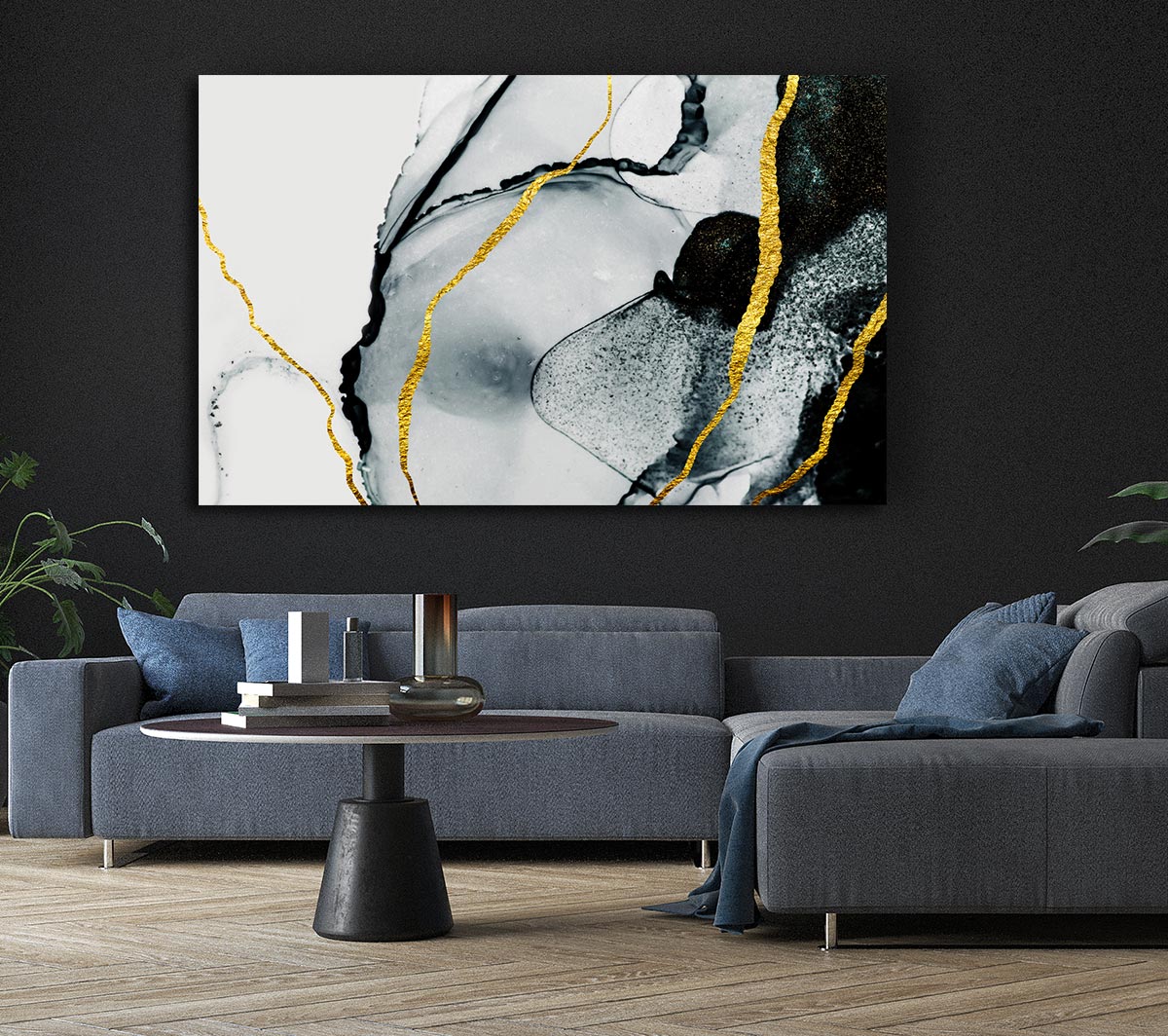 The Black Stone Glitter Canvas Wall Art