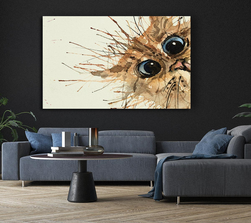 Watercolour Splat Cat Canvas Wall Art