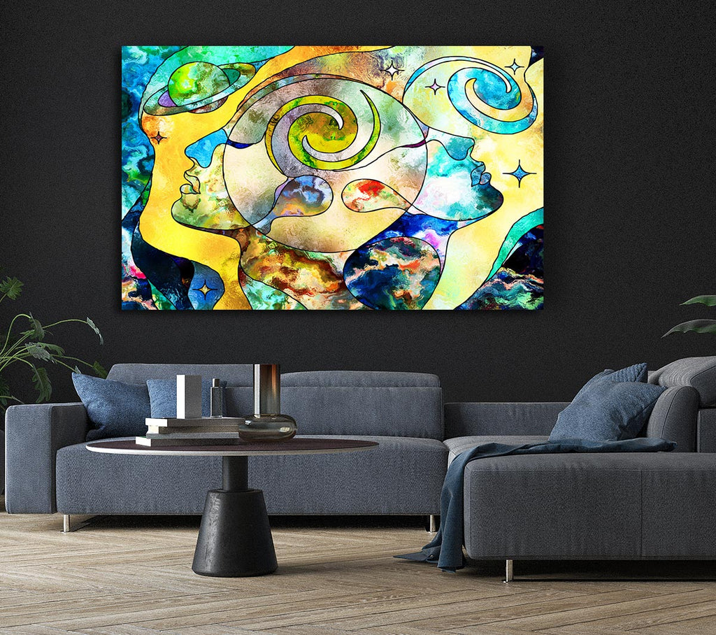 The Faces Of Time And Space Canvas Wall Art