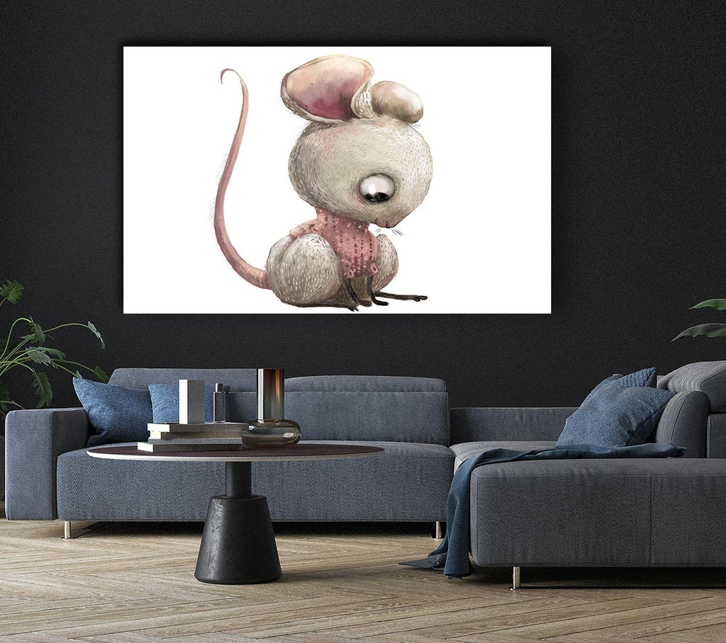 The Little Mouse Crouching Canvas Wall Art