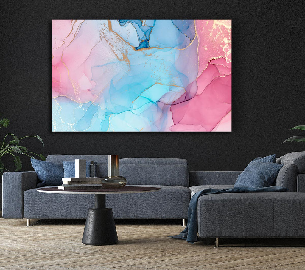 Pink And Blue Fusion Glitter Canvas Wall Art