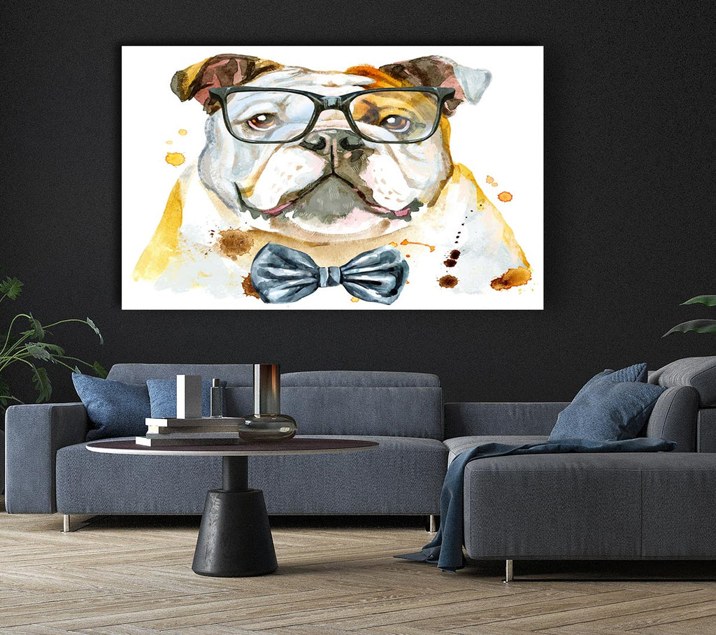The Bulldog With Glasses Canvas Wall Art
