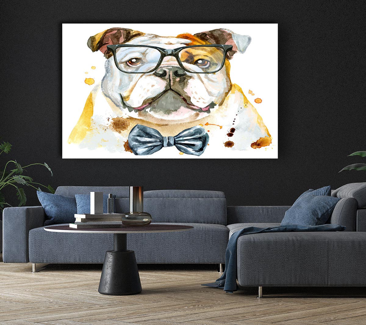 The Bulldog With Glasses Canvas Wall Art