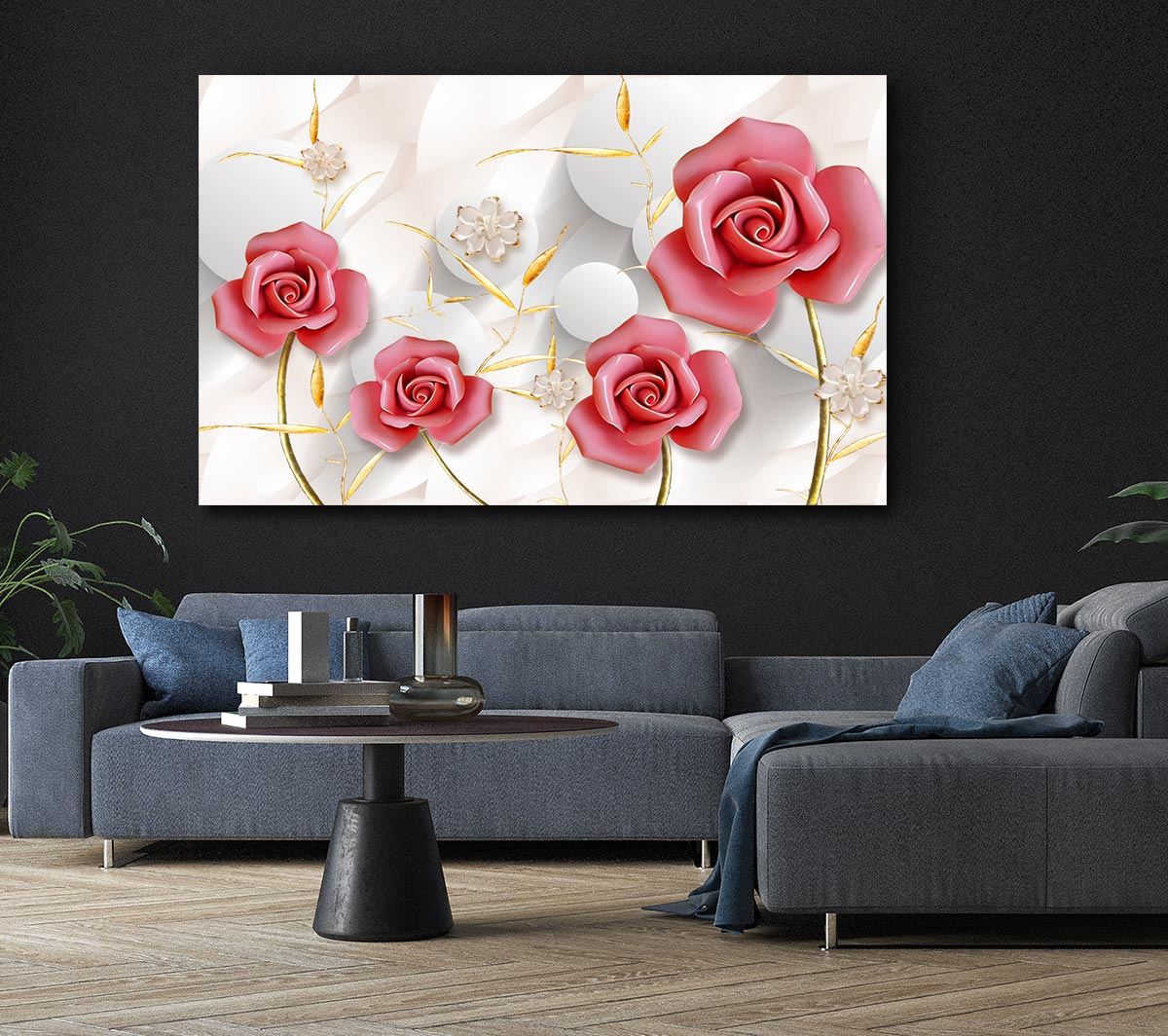 Pink Roses Pop Canvas Wall Art