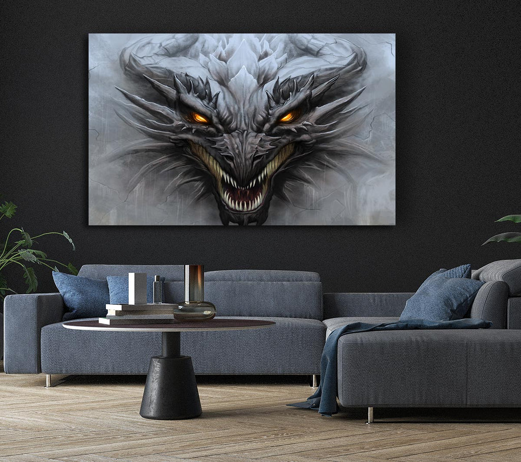 The Evil Dragon Face Canvas Wall Art