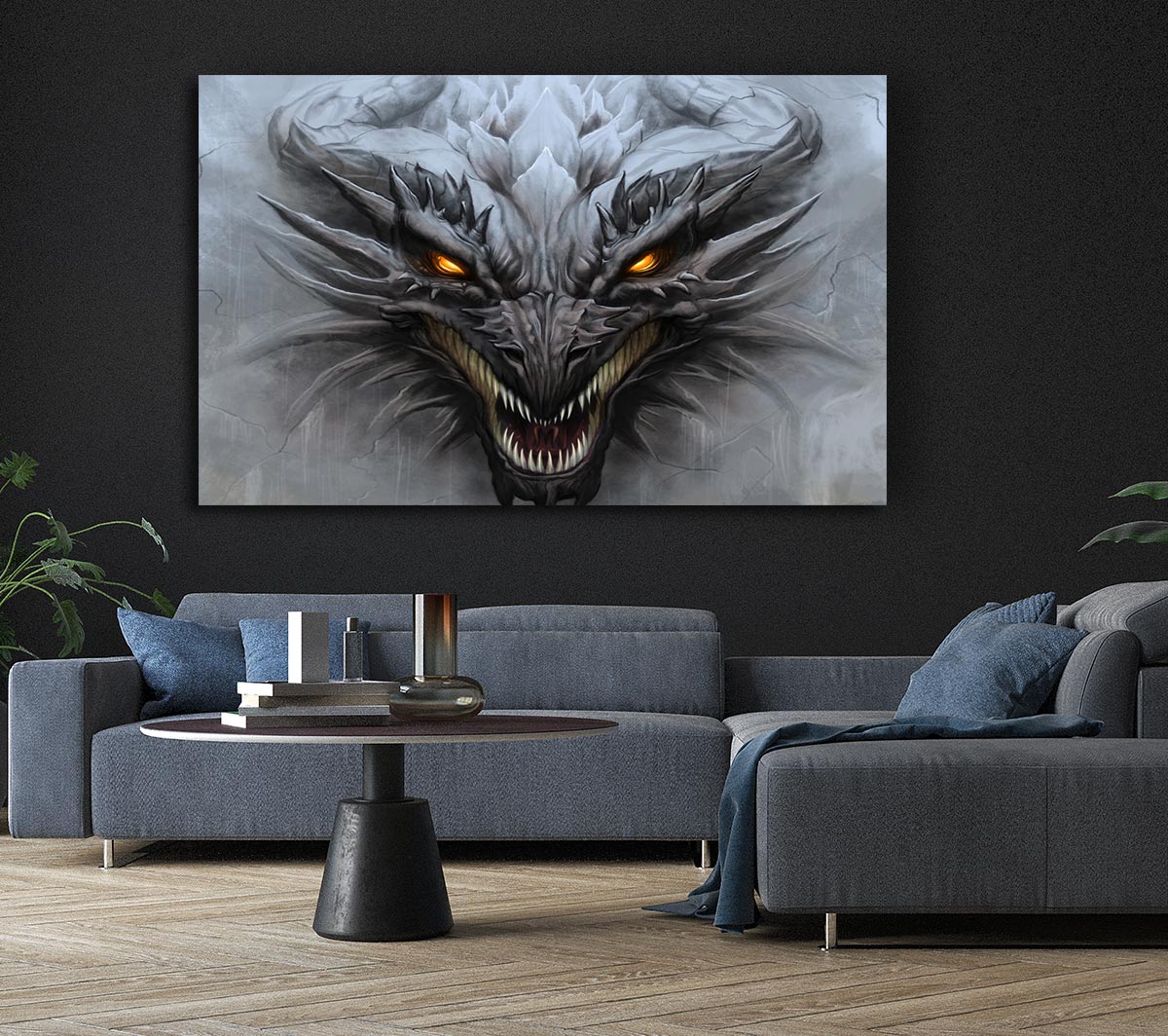 The Evil Dragon Face Canvas Wall Art