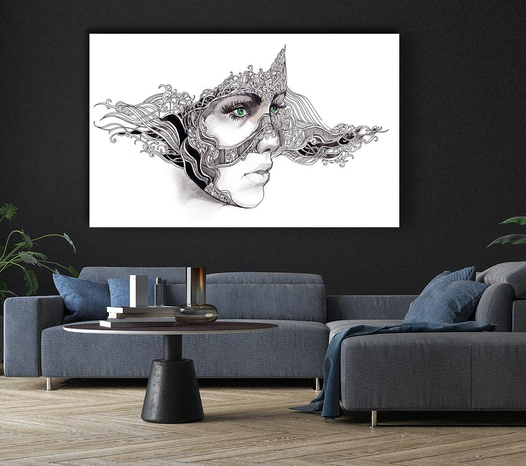 Woman Face Scribble 2 Canvas Wall Art