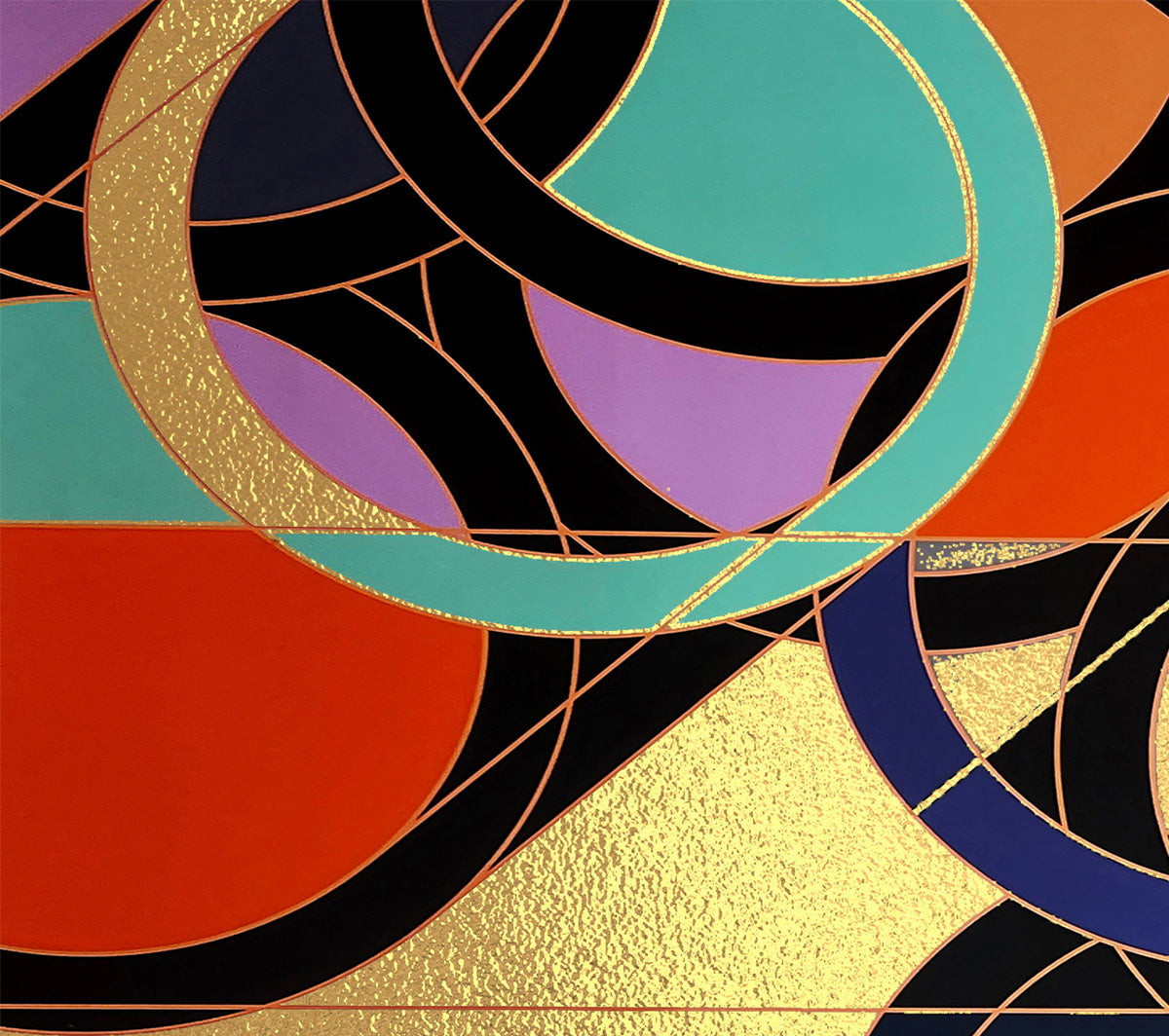 Abstract Spheres Gold Foil Print