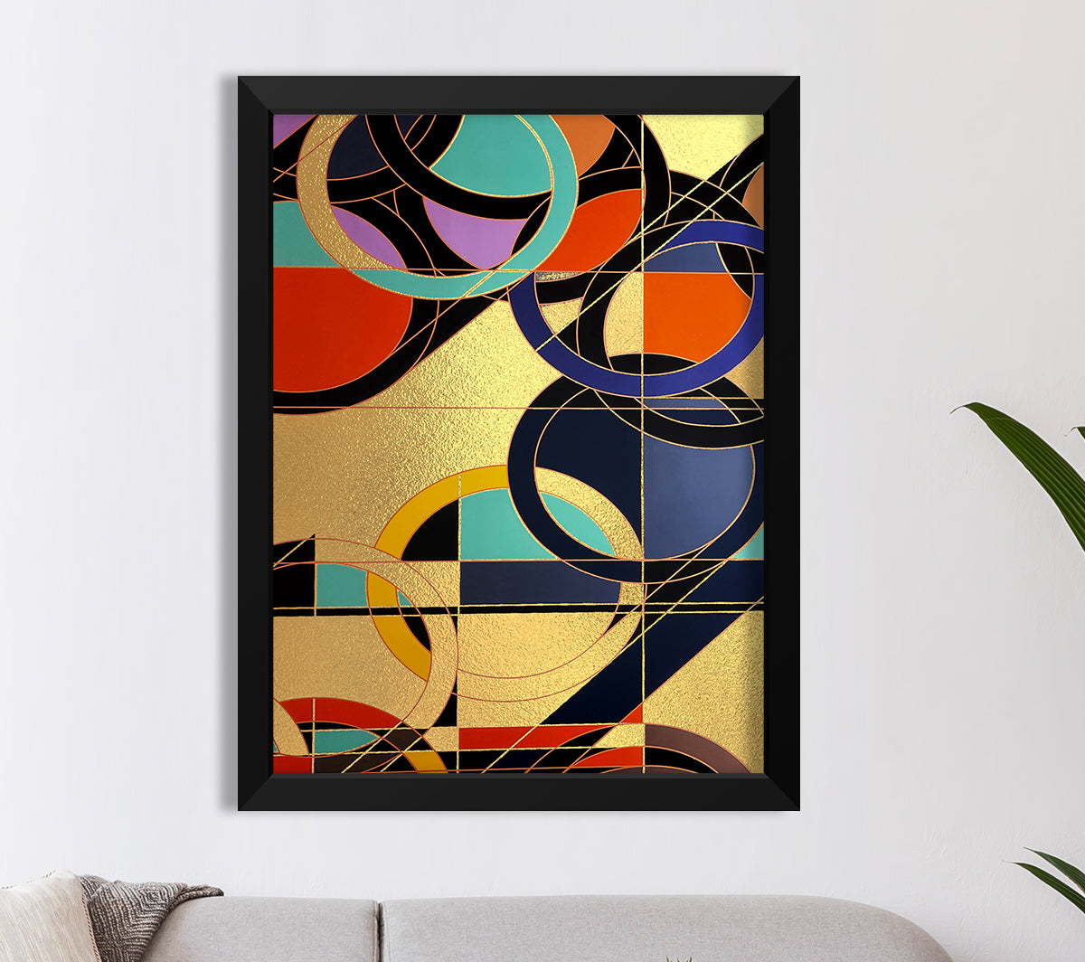 Abstract Spheres Gold Foil Print