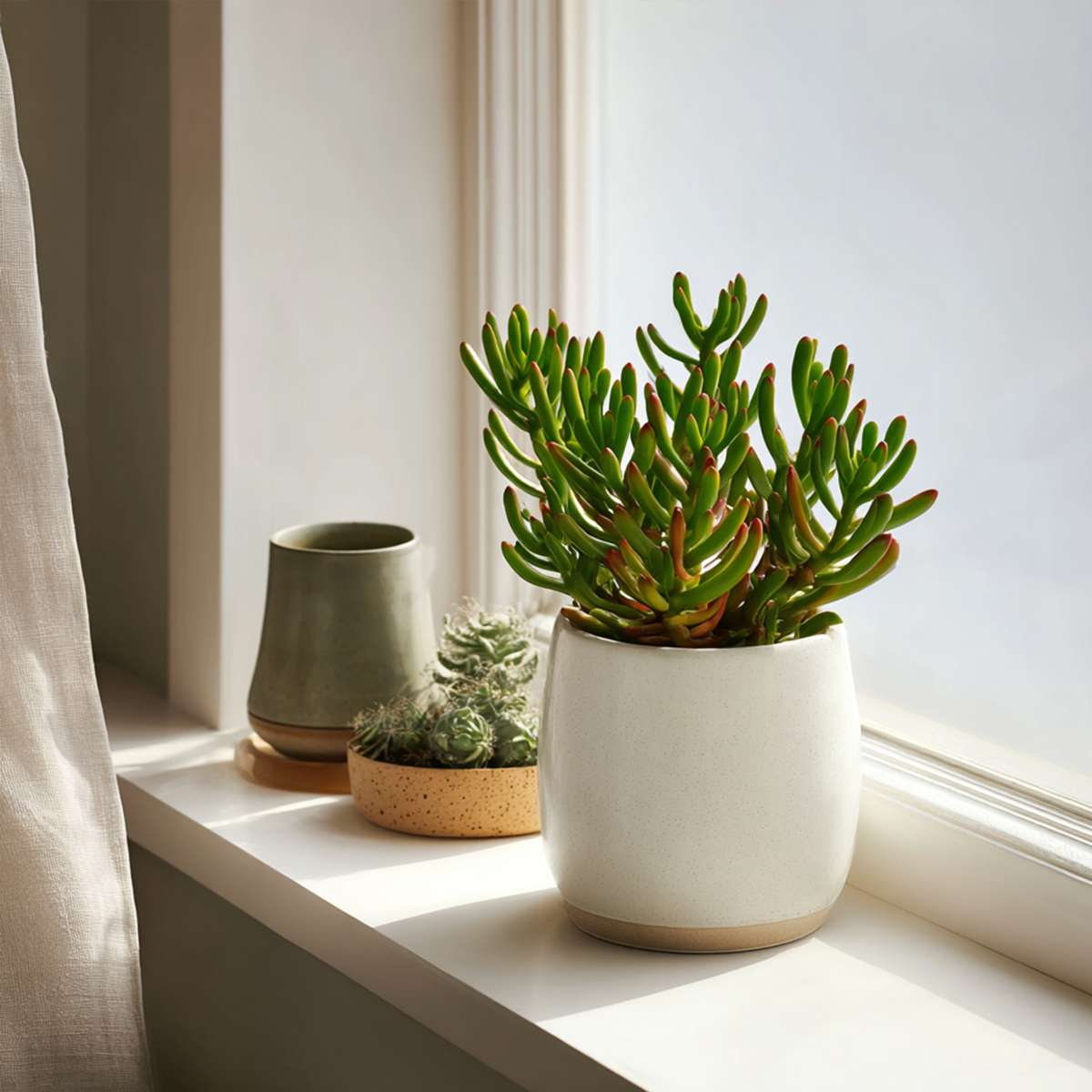 Jade Plant - Set of 2 - Crassula ovata 'Gollum' - Height 15-25 cm - Pot 12 cm