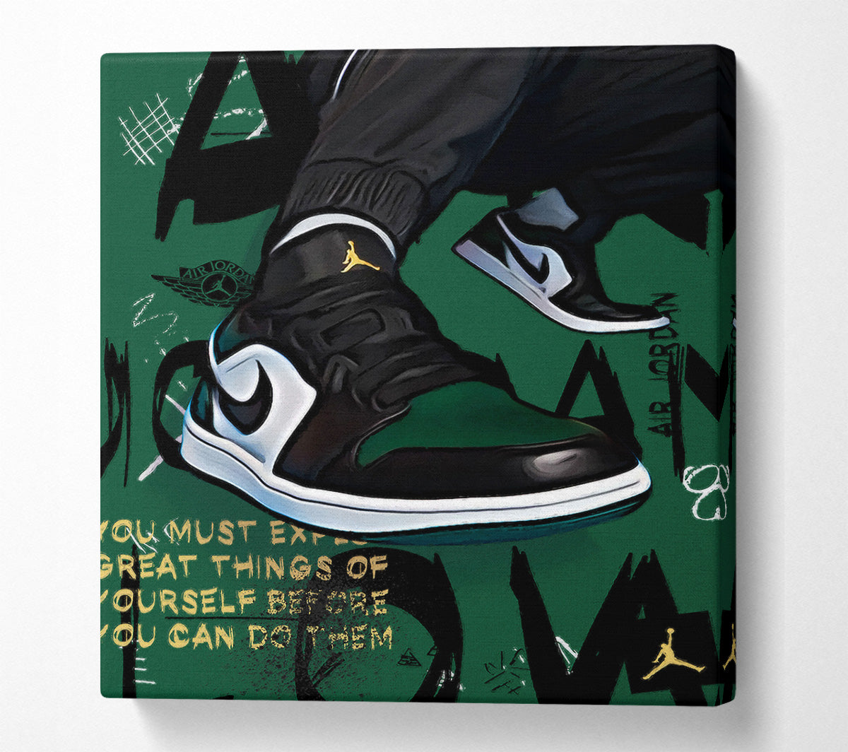 Green Trainers Canvas Wall Art