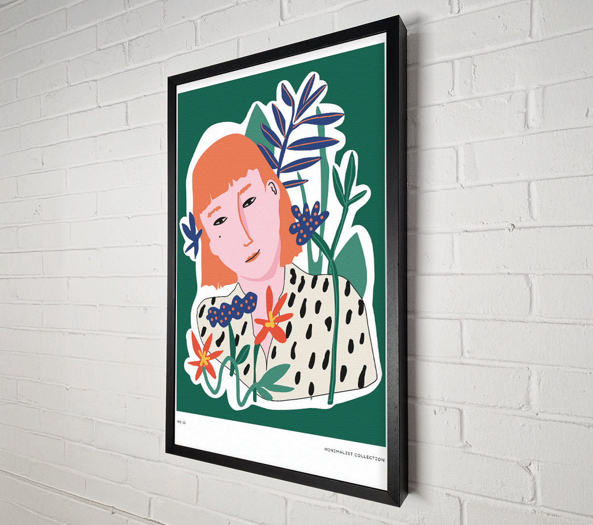 Red Head Woman Floral Canvas Wall Art