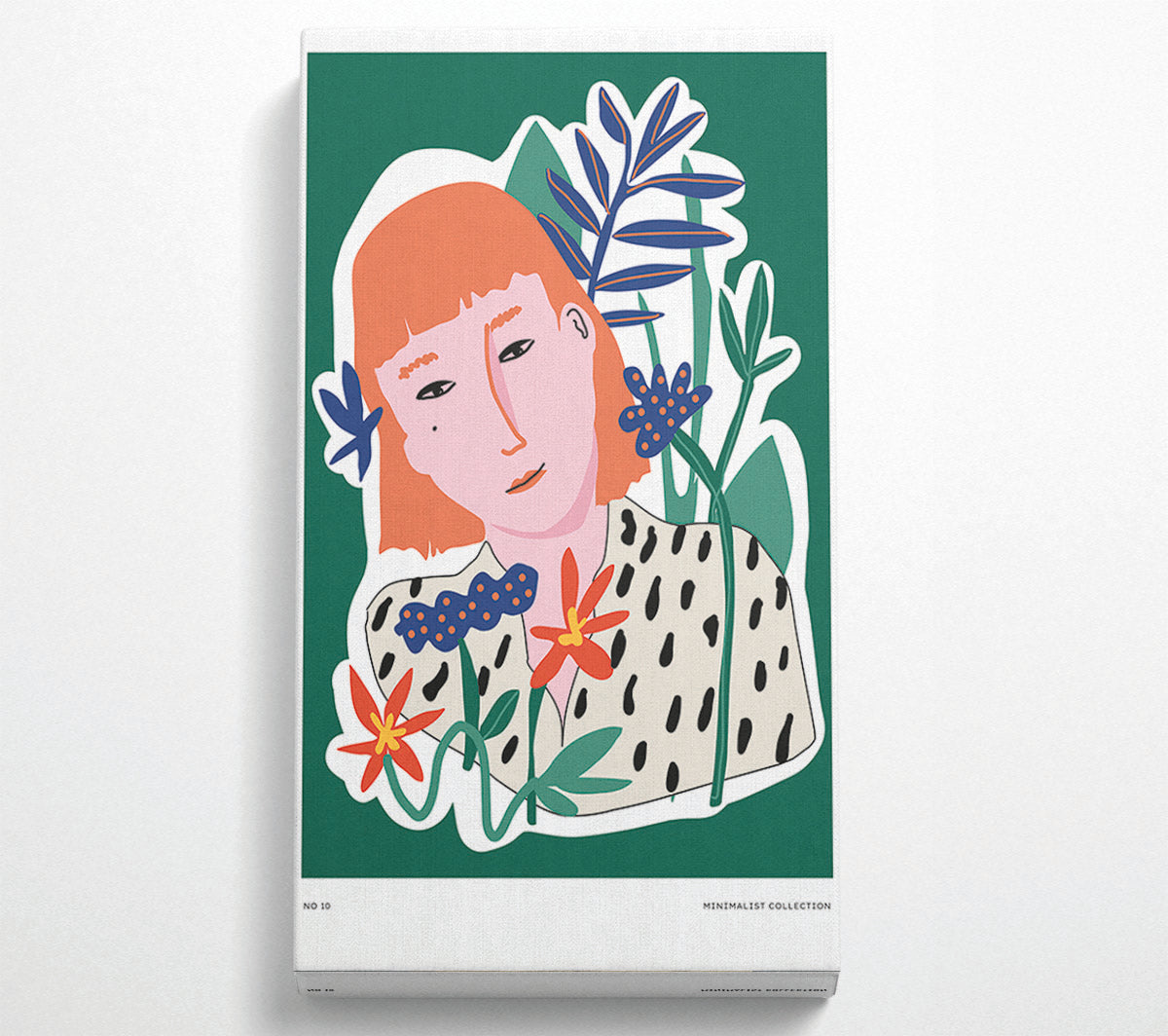 Red Head Woman Floral Canvas Wall Art