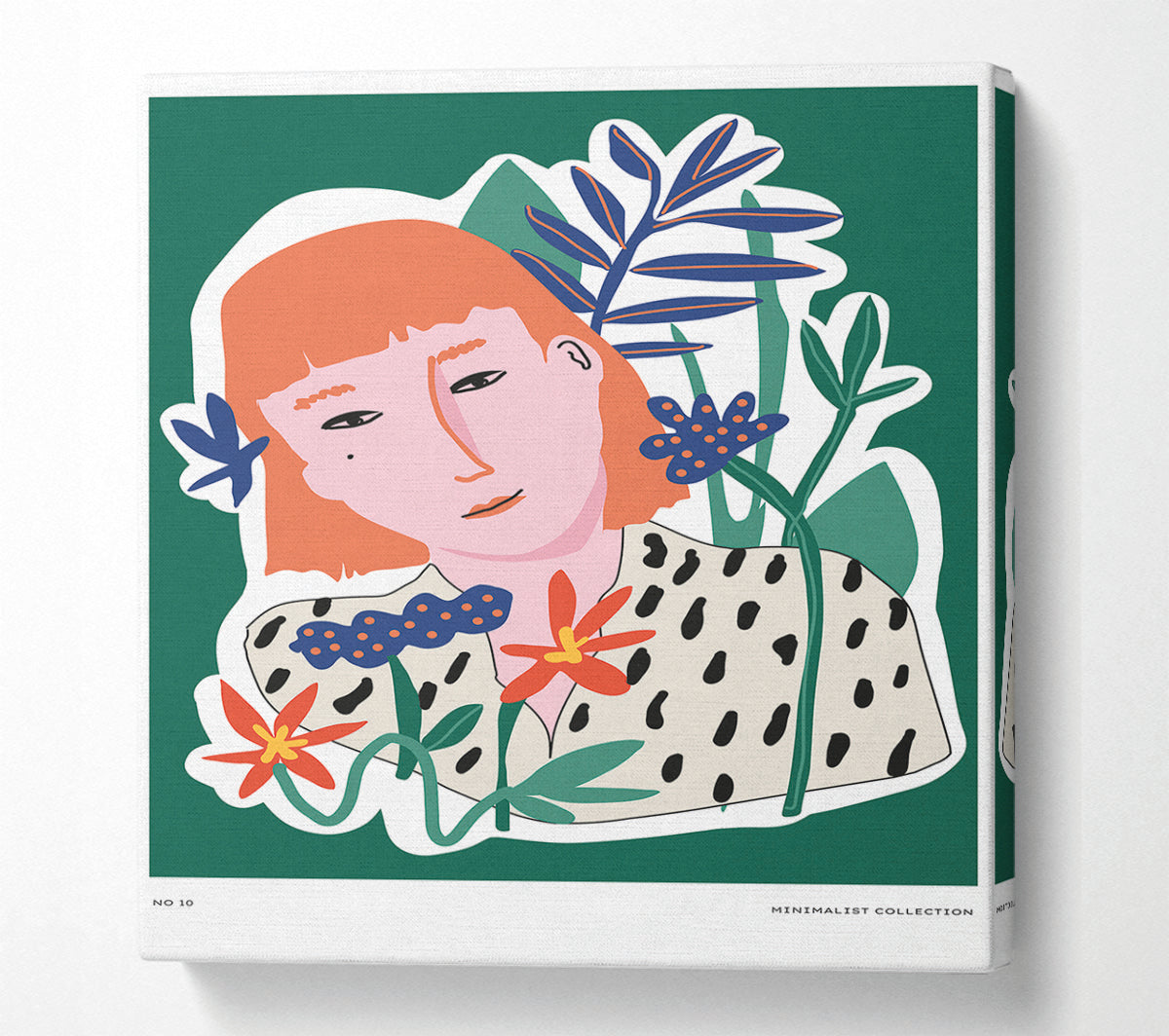 Red Head Woman Floral Canvas Wall Art