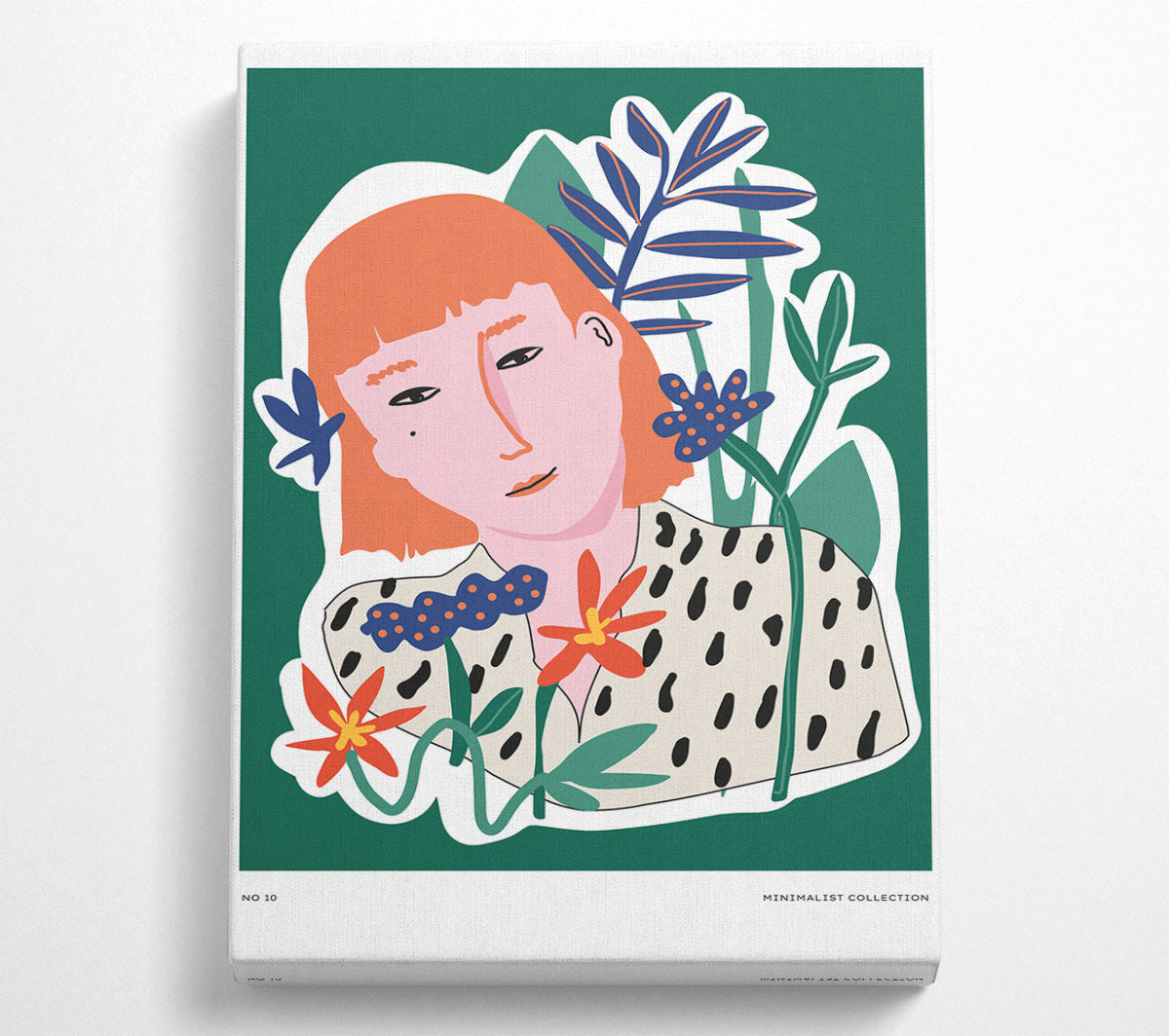 Red Head Woman Floral Canvas Wall Art