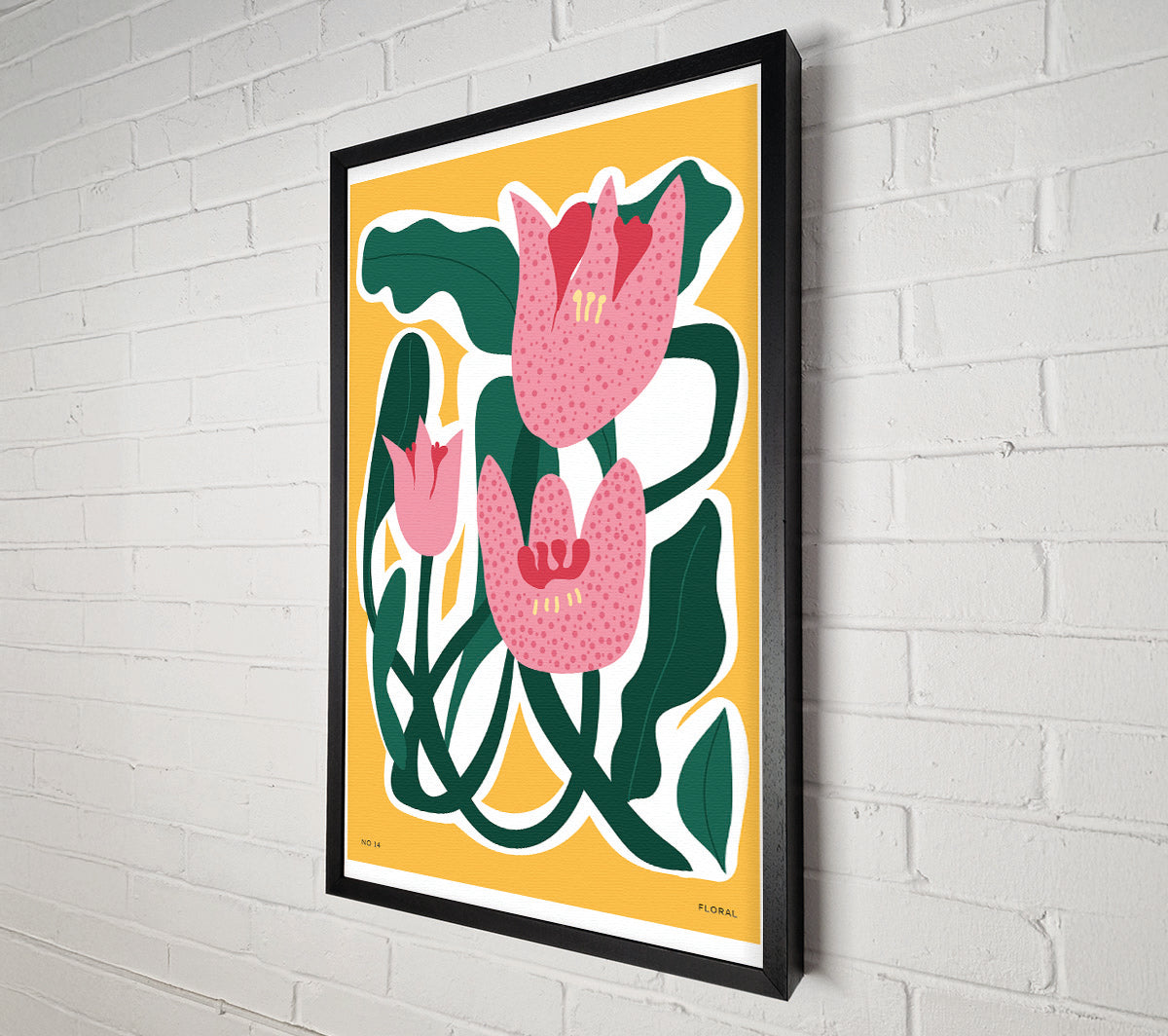 Pink Tulip Leaves Canvas Wall Art