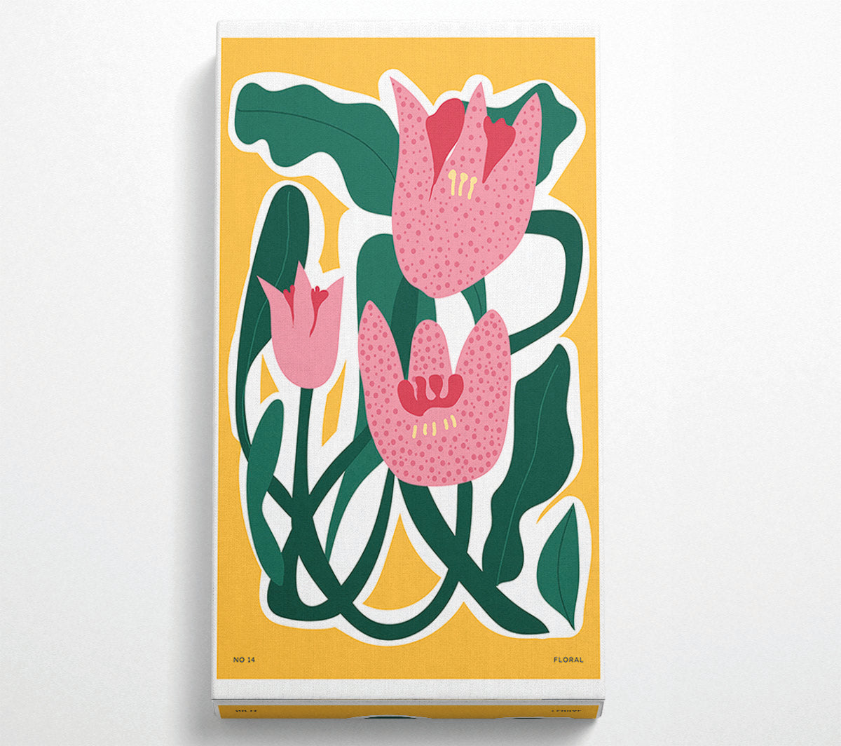 Pink Tulip Leaves Canvas Wall Art