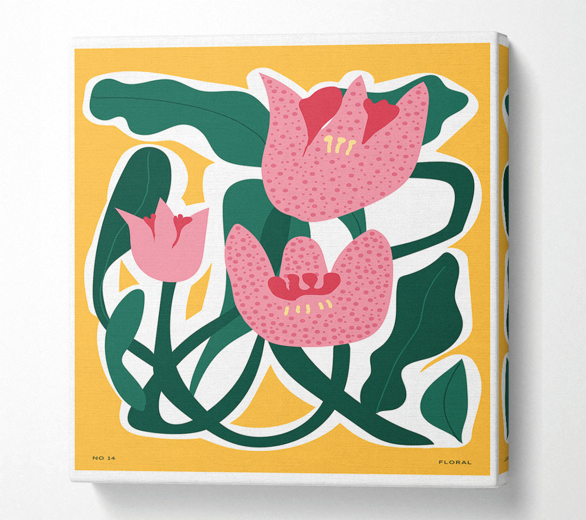 Pink Tulip Leaves Canvas Wall Art