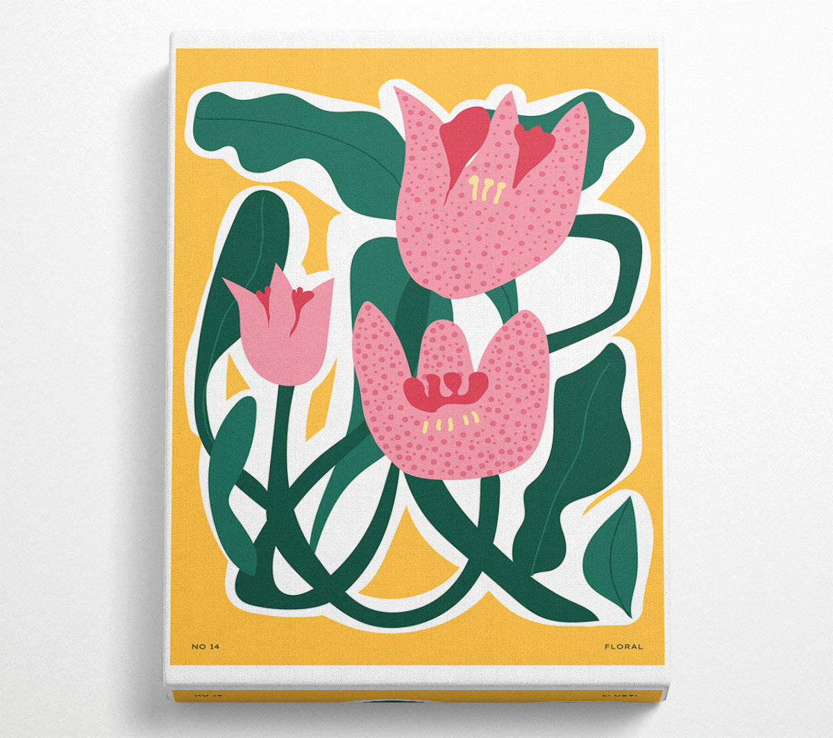 Pink Tulip Leaves Canvas Wall Art