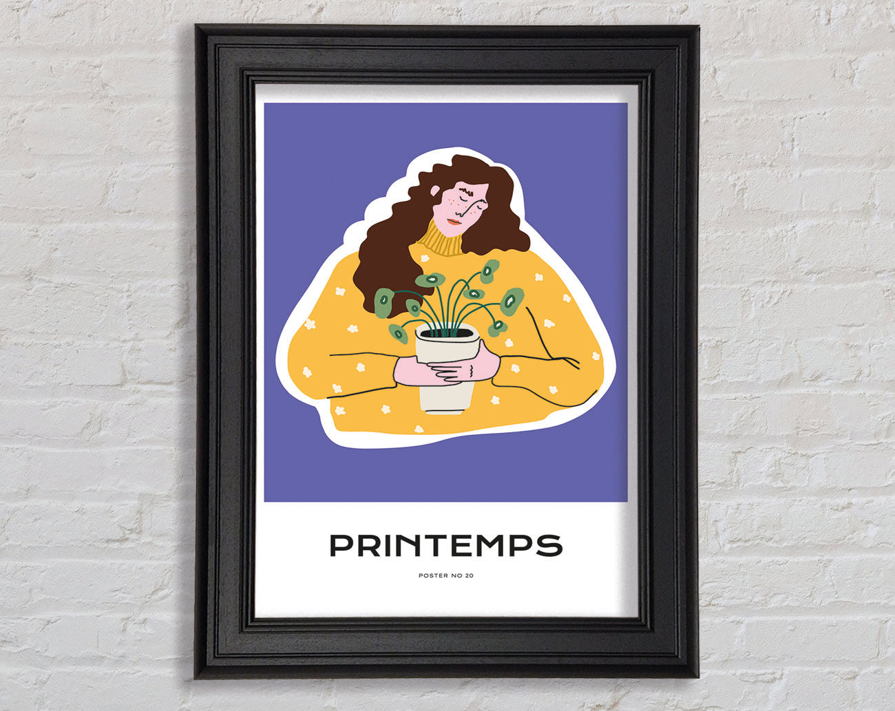 Woman Holding A Pot Of Flowers Framed Print