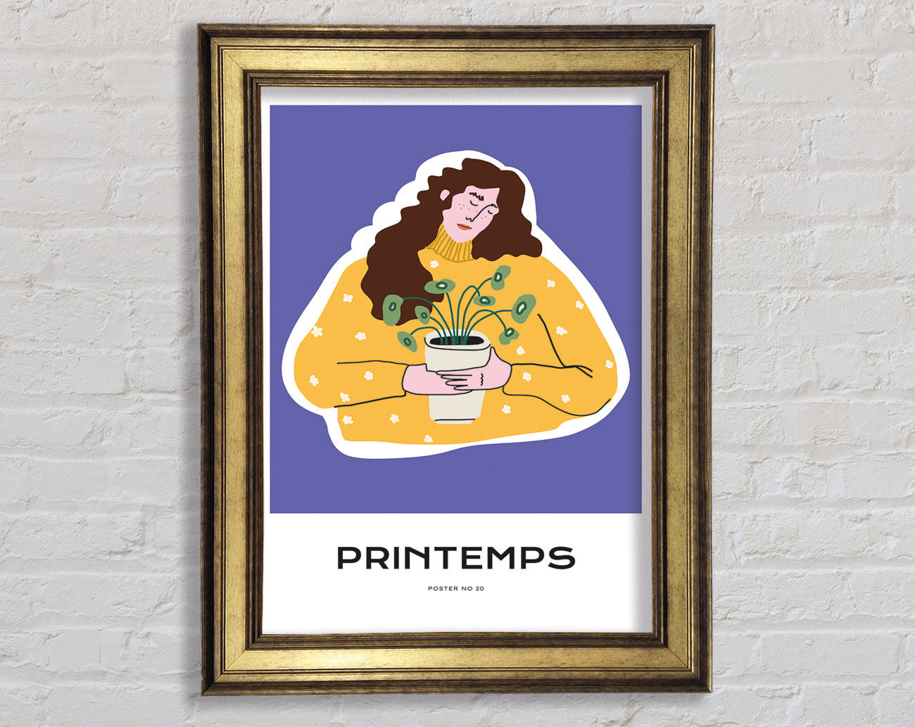 Woman Holding A Pot Of Flowers Framed Print