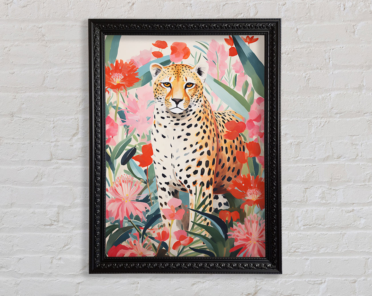 Cheetah Flower Bloom Framed Print