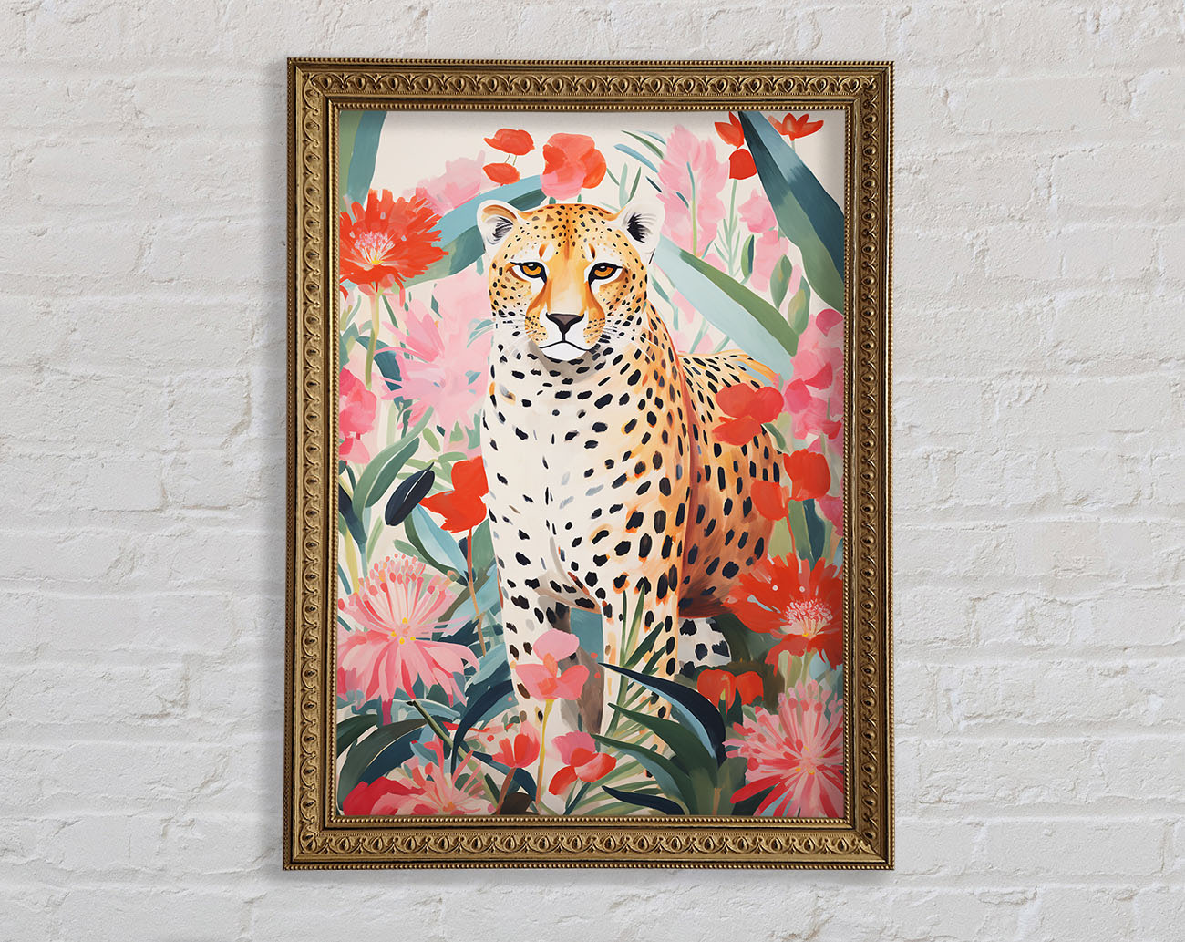 Cheetah Flower Bloom Framed Print