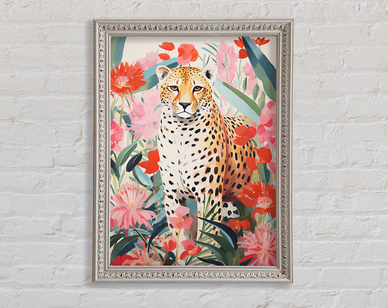 Cheetah Flower Bloom Framed Print