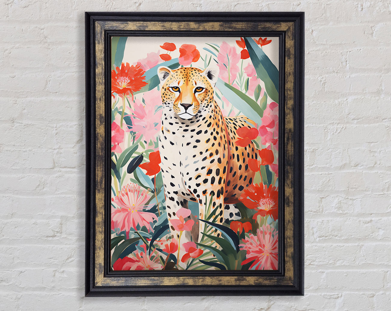 Cheetah Flower Bloom Framed Print
