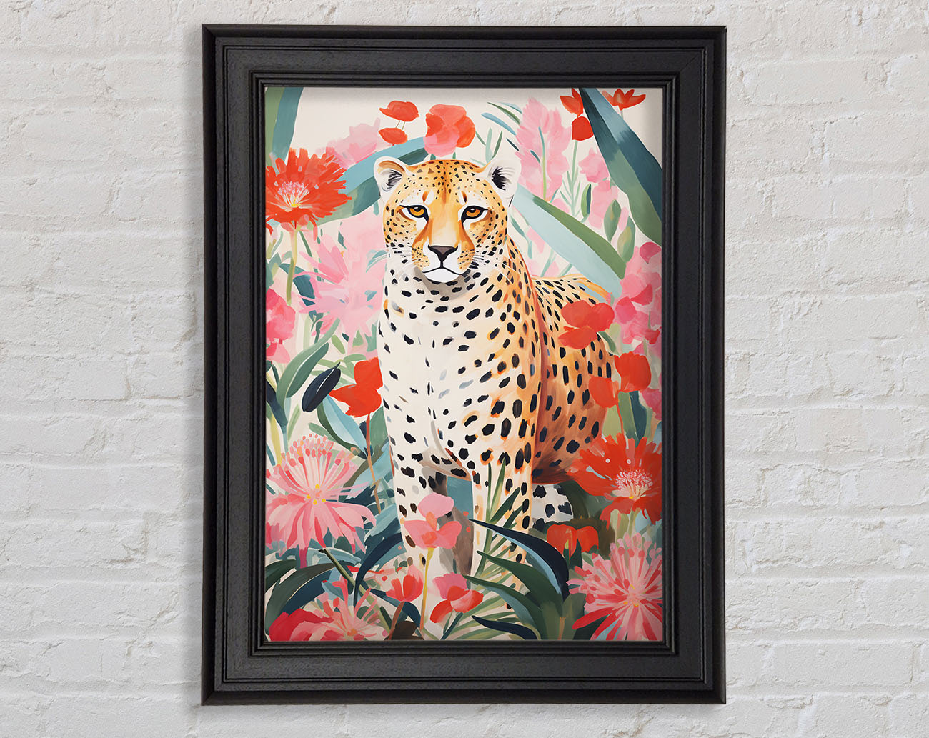 Cheetah Flower Bloom Framed Print