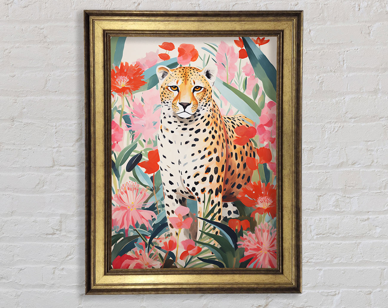 Cheetah Flower Bloom Framed Print