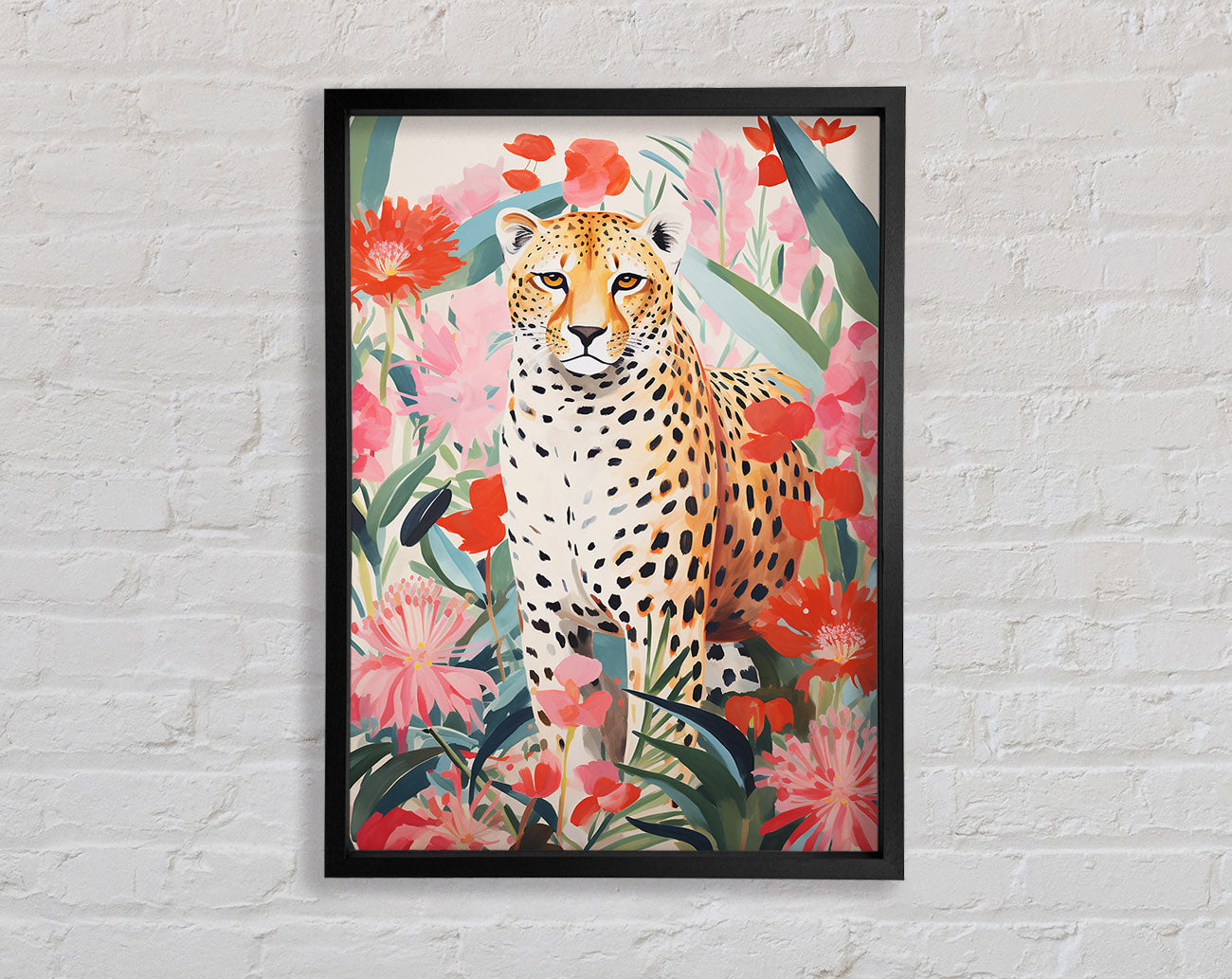 Cheetah Flower Bloom Framed Print