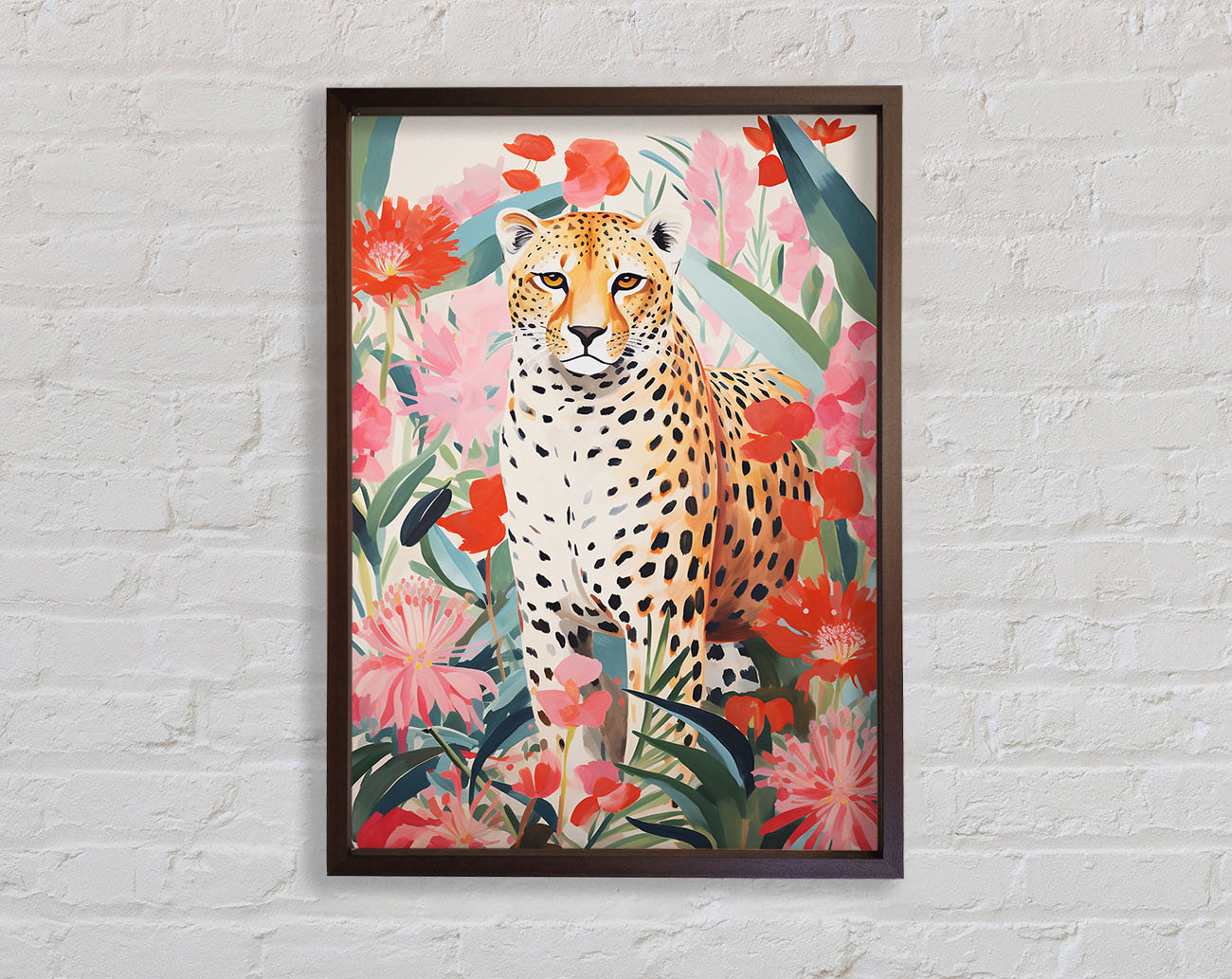 Cheetah Flower Bloom Framed Print