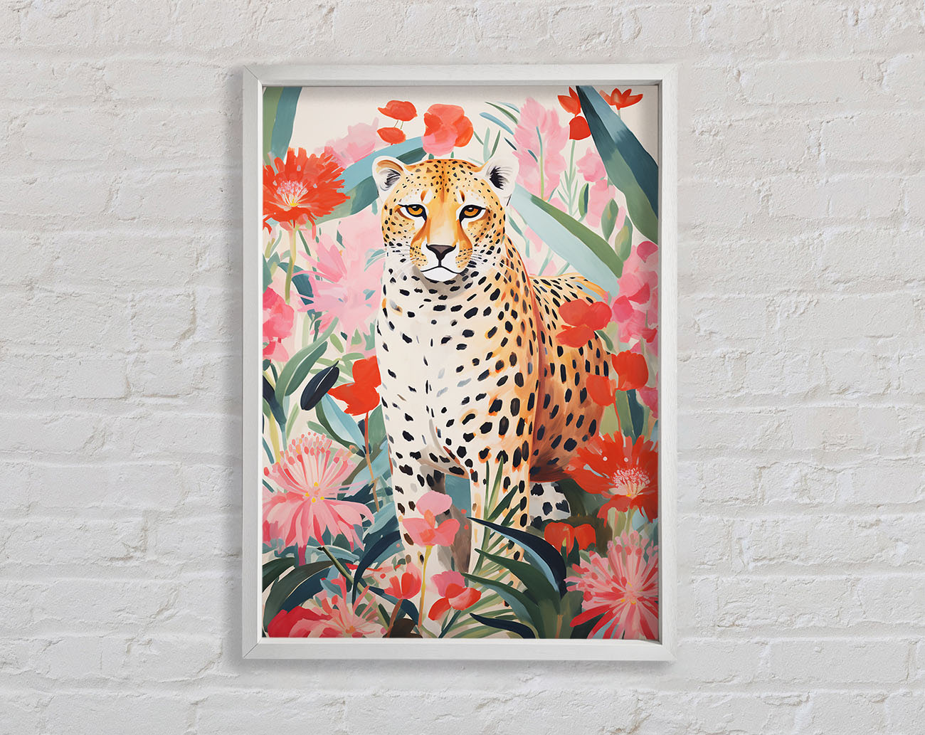 Cheetah Flower Bloom Framed Print