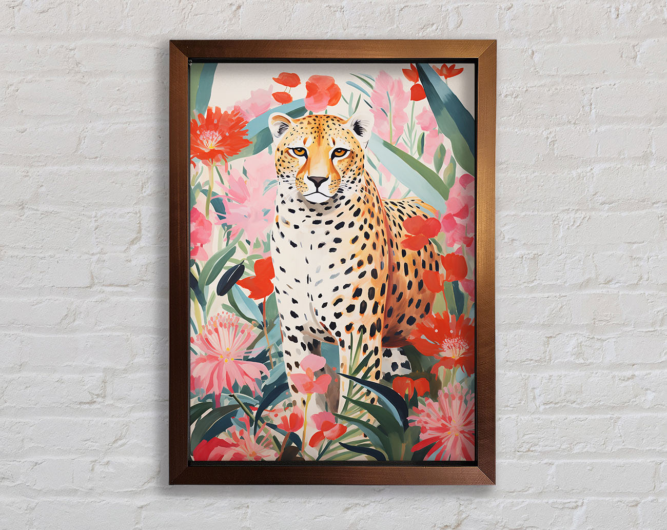 Cheetah Flower Bloom Framed Print