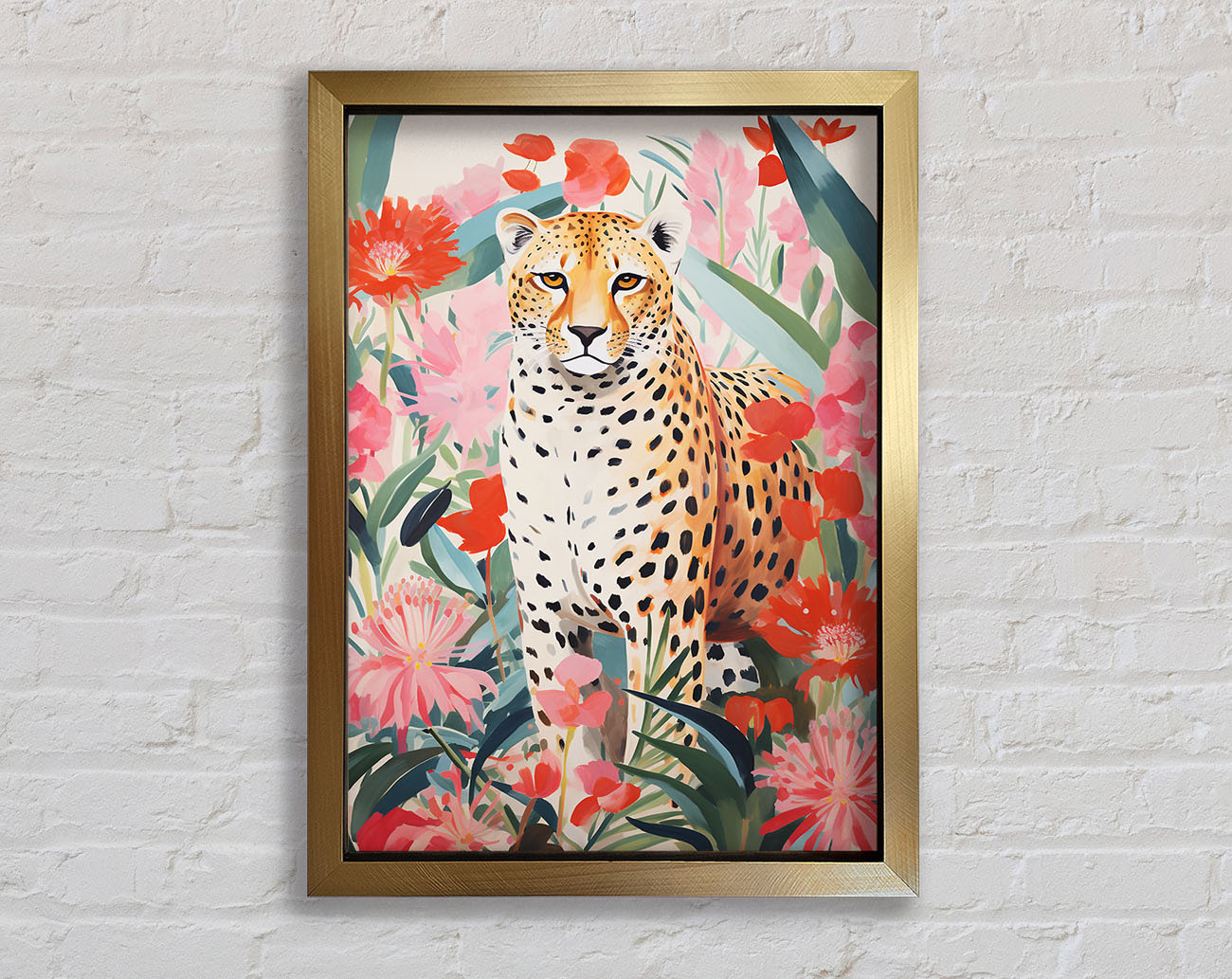 Cheetah Flower Bloom Framed Print