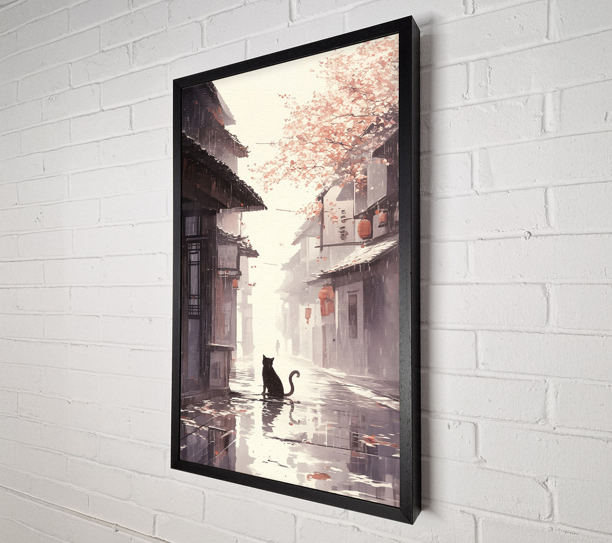 Pink Foggy Alleyway Canvas Wall Art