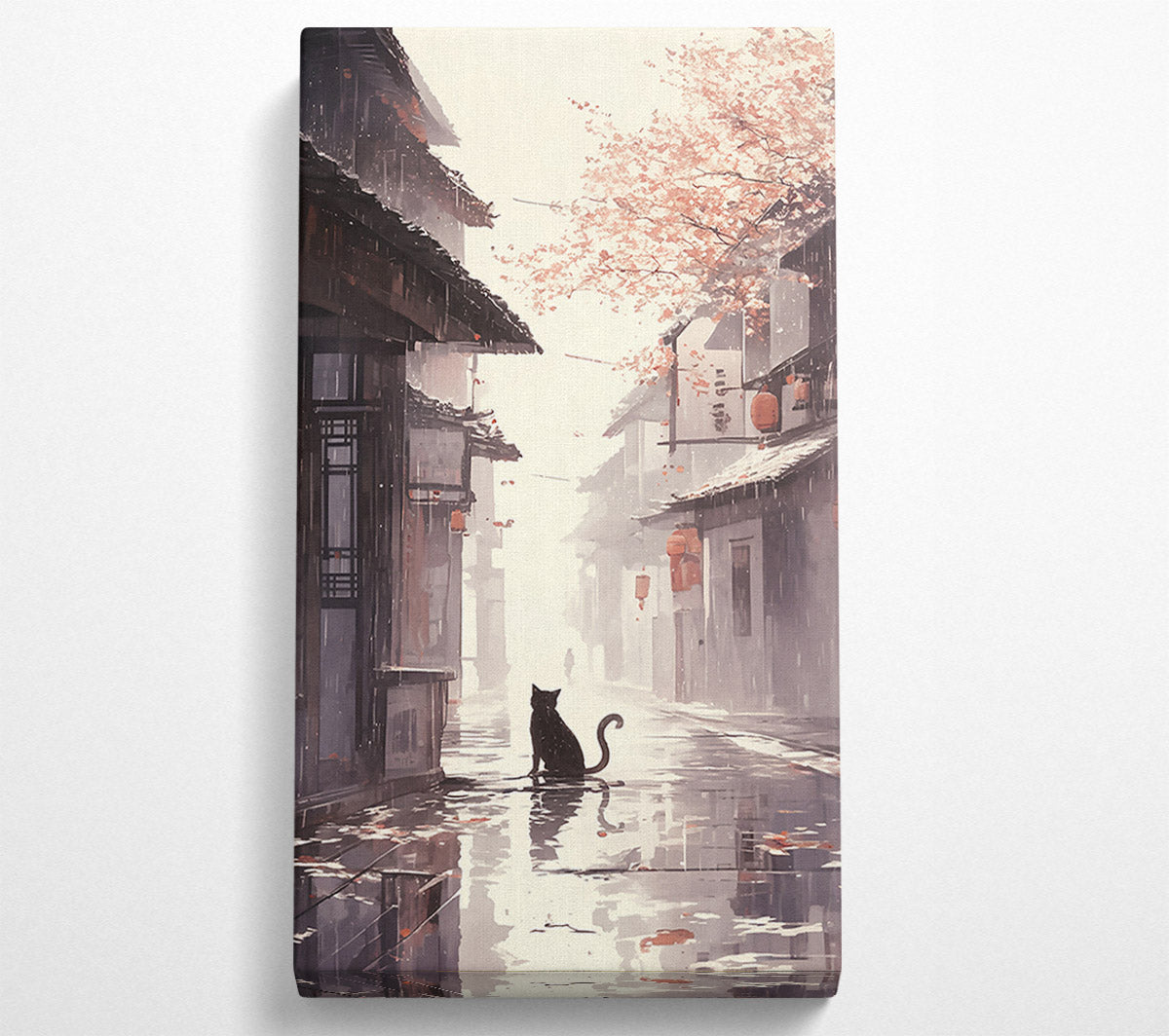 Pink Foggy Alleyway Canvas Wall Art